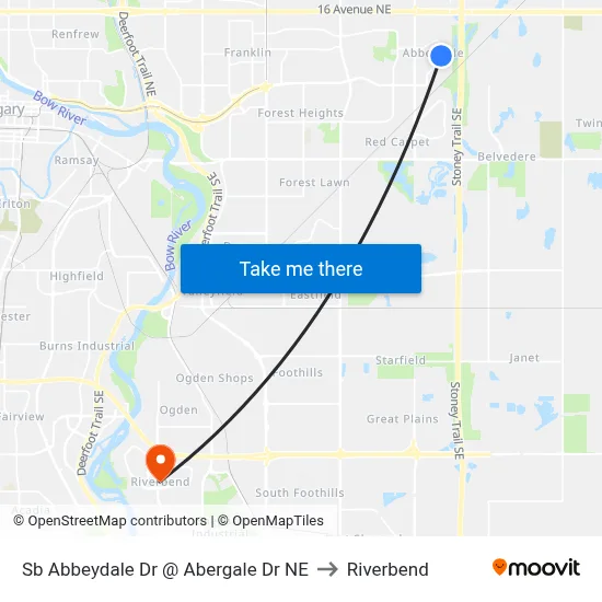 Sb Abbeydale Dr @ Abergale Dr NE to Riverbend map