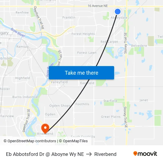 Eb Abbotsford Dr @ Aboyne Wy NE to Riverbend map