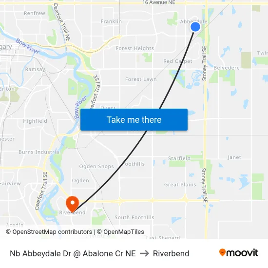 Nb Abbeydale Dr @ Abalone Cr NE to Riverbend map
