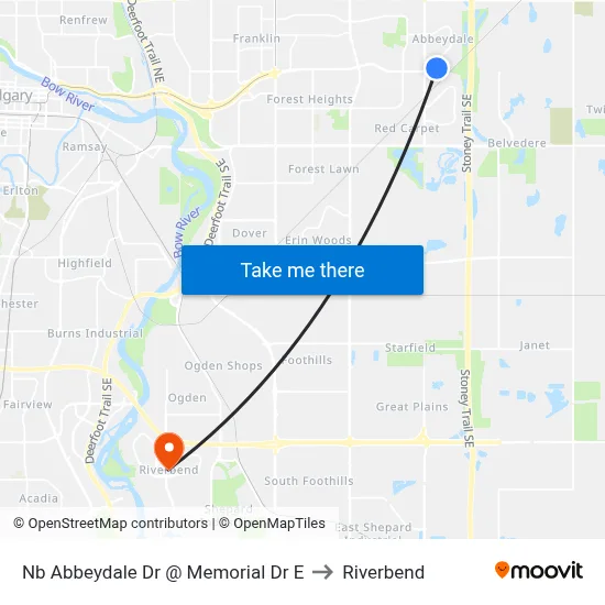 Nb Abbeydale Dr @ Memorial Dr E to Riverbend map