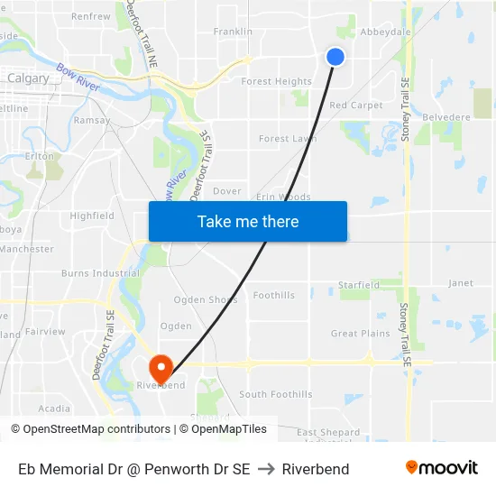 Eb Memorial Dr @ Penworth Dr SE to Riverbend map