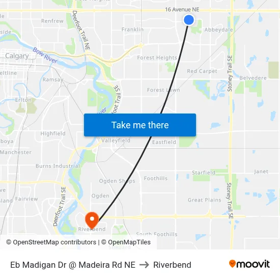 Eb Madigan Dr @ Madeira Rd NE to Riverbend map