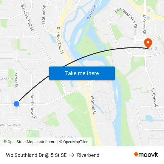 Wb Southland Dr @ 5 St SE to Riverbend map