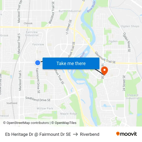 Eb Heritage Dr @ Fairmount Dr SE to Riverbend map