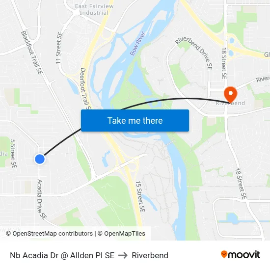 Nb Acadia Dr @ Allden Pl SE to Riverbend map
