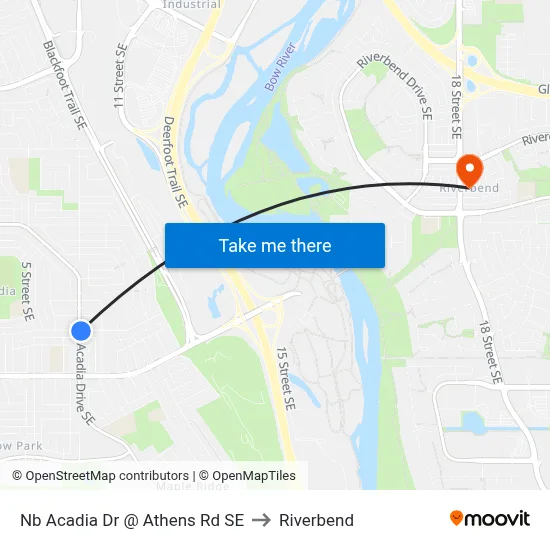 Nb Acadia Dr @ Athens Rd SE to Riverbend map
