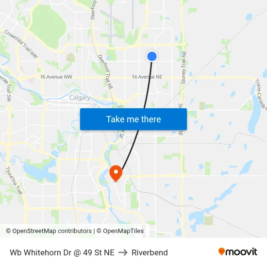 Wb Whitehorn Dr @ 49 St NE to Riverbend map