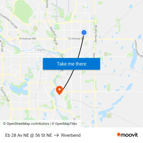 Eb 28 Av NE @ 56 St NE to Riverbend map