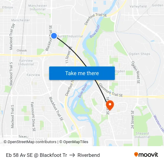 Eb 58 Av SE @ Blackfoot Tr to Riverbend map