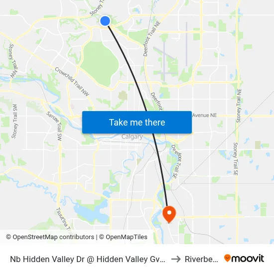 Nb Hidden Valley Dr @ Hidden Valley Gv NW to Riverbend map