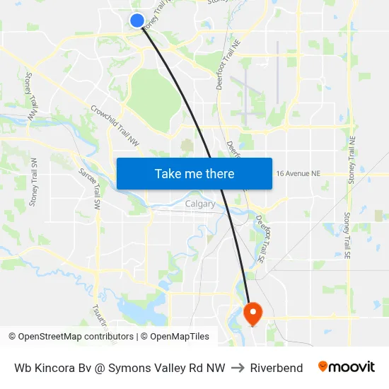 Wb Kincora Bv @ Symons Valley Rd NW to Riverbend map