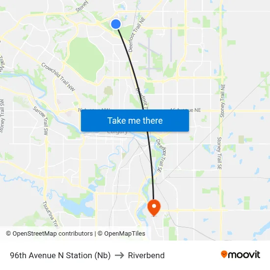96th Avenue N Station (Nb) to Riverbend map