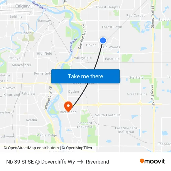 Nb 39 St SE @ Dovercliffe Wy to Riverbend map