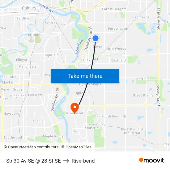 Sb 30 Av SE @ 28 St SE to Riverbend map