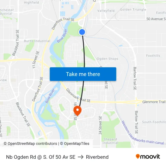 Nb Ogden Rd @ S. Of 50 Av SE to Riverbend map