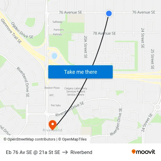 Eb 76 Av SE @ 21a St SE to Riverbend map