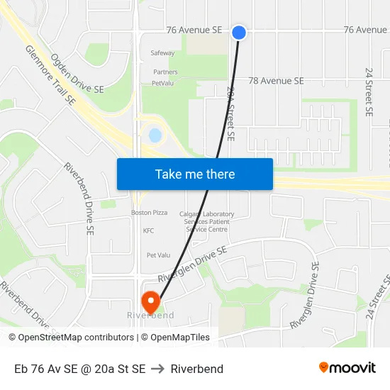 Eb 76 Av SE @ 20a St SE to Riverbend map