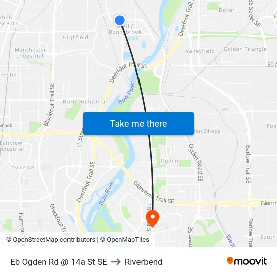 Eb Ogden Rd @ 14a St SE to Riverbend map