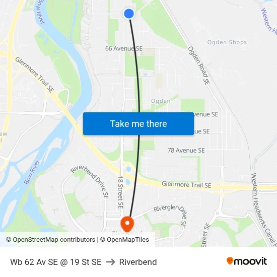 Wb 62 Av SE @ 19 St SE to Riverbend map