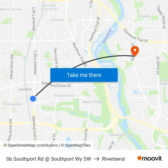 Sb Southport Rd @ Southport Wy SW to Riverbend map