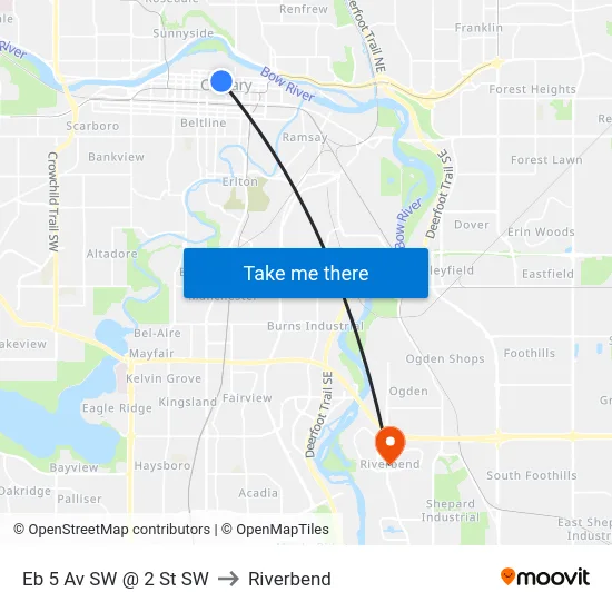 Eb 5 Av SW @ 2 St SW to Riverbend map