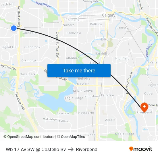 Wb 17 Av SW @ Costello Bv to Riverbend map