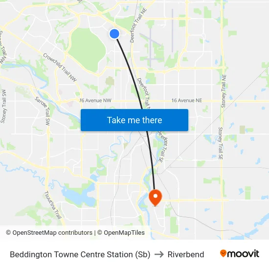 Beddington Towne Centre Station (Sb) to Riverbend map