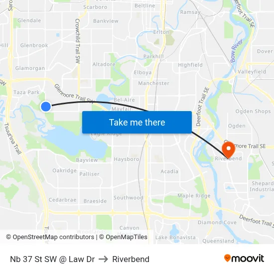 Nb 37 St SW @ Law Dr to Riverbend map