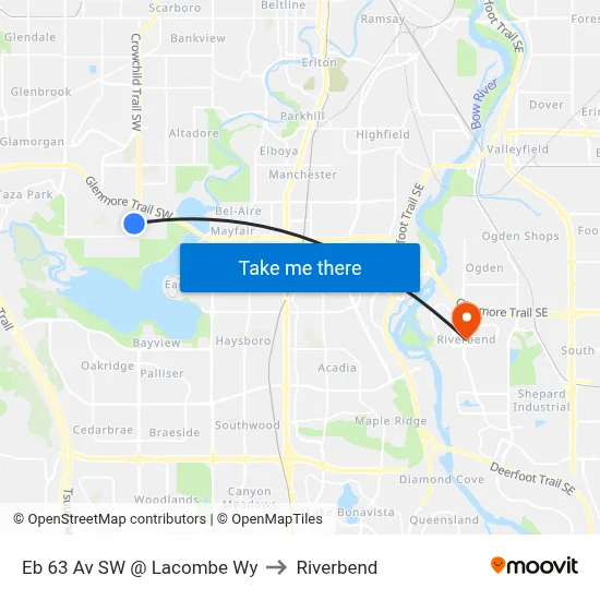 Eb 63 Av SW @ Lacombe Wy to Riverbend map