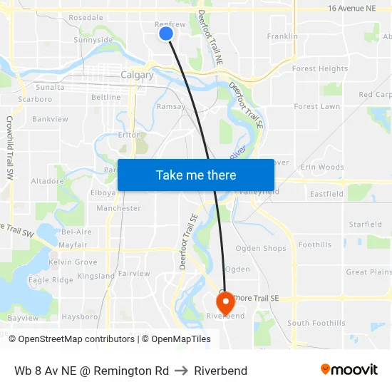 Wb 8 Av NE @ Remington Rd to Riverbend map