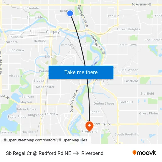 Sb Regal Cr @ Radford Rd NE to Riverbend map