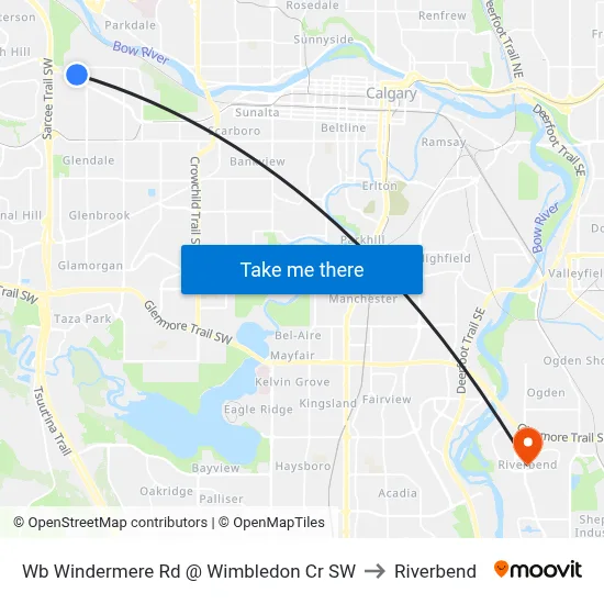 Wb Windermere Rd @ Wimbledon Cr SW to Riverbend map