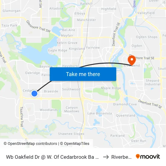 Wb Oakfield Dr @ W. Of Cedarbrook Ba SW to Riverbend map