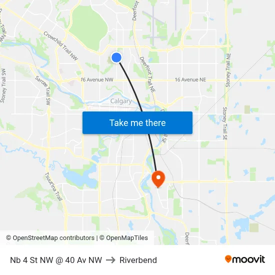 Nb 4 St NW @ 40 Av NW to Riverbend map