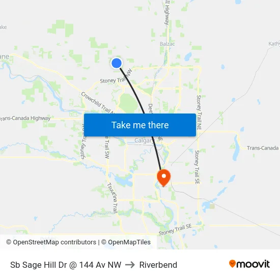 Sb Sage Hill Dr @ 144 Av NW to Riverbend map