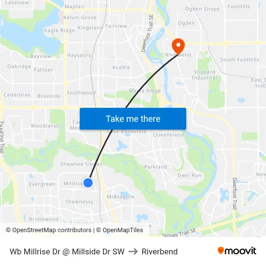 Wb Millrise Dr @ Millside Dr SW to Riverbend map