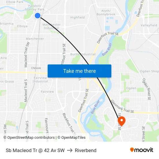 Sb Macleod Tr @ 42 Av SW to Riverbend map