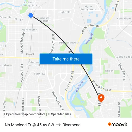 Nb Macleod Tr @ 45 Av SW to Riverbend map