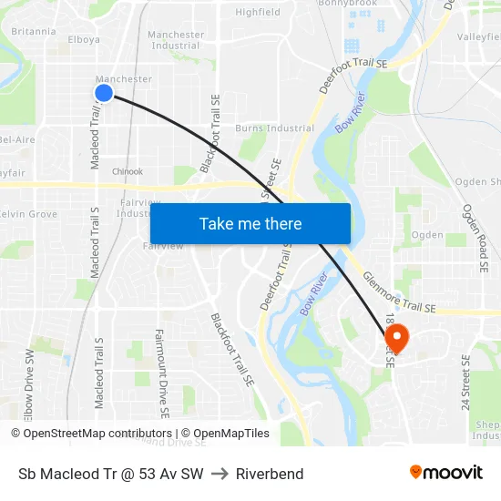 Sb Macleod Tr @  53 Av SW to Riverbend map