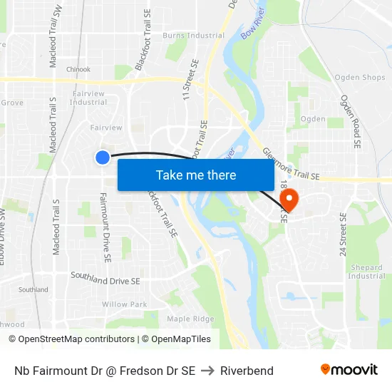 Nb Fairmount Dr @ Fredson Dr SE to Riverbend map