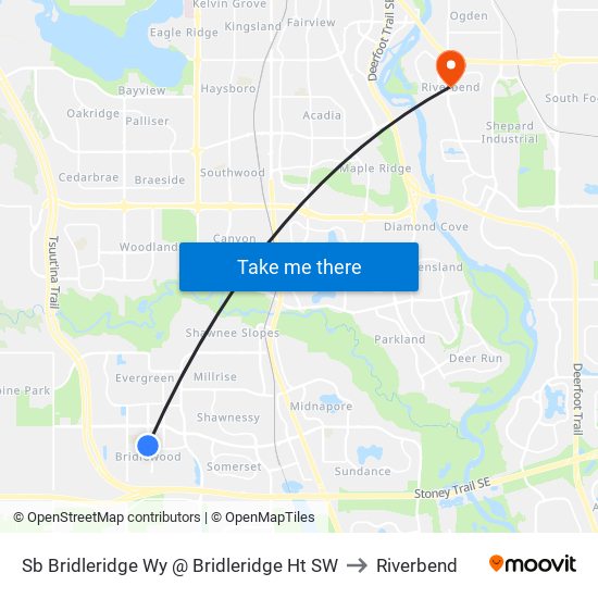 Sb Bridleridge Wy @ Bridleridge Ht SW to Riverbend map