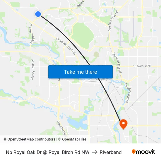 Nb Royal Oak Dr @ Royal Birch Rd NW to Riverbend map