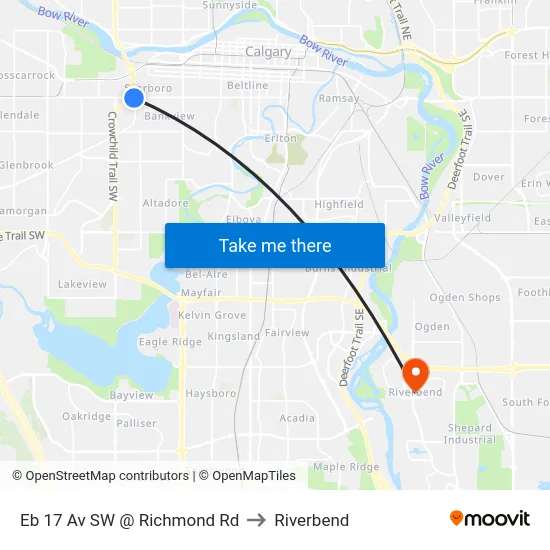 Eb 17 Av SW @ Richmond Rd to Riverbend map
