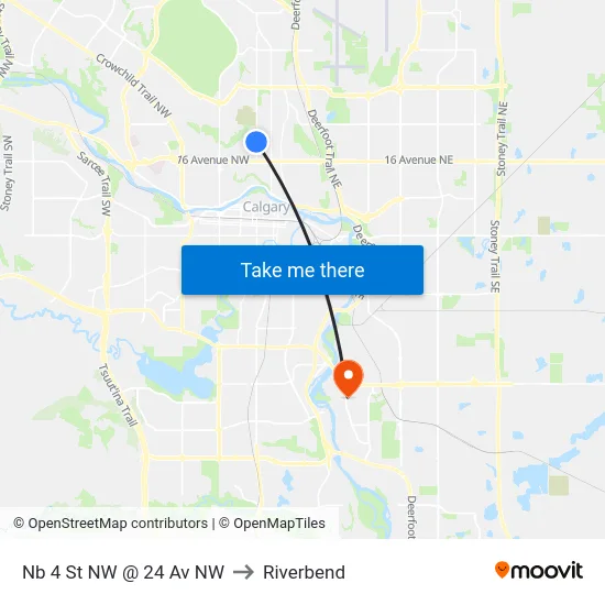 Nb 4 St NW @ 24 Av NW to Riverbend map