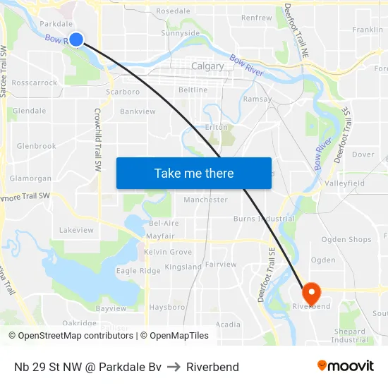 Nb 29 St NW @ Parkdale Bv to Riverbend map