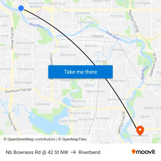 Nb Bowness Rd @ 42 St NW to Riverbend map