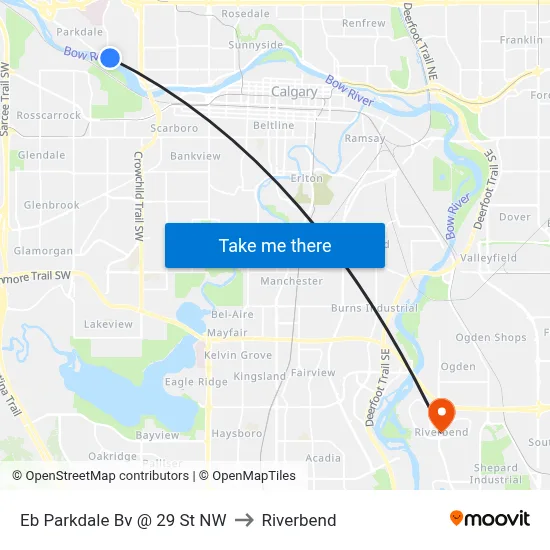 Eb Parkdale Bv @ 29 St NW to Riverbend map