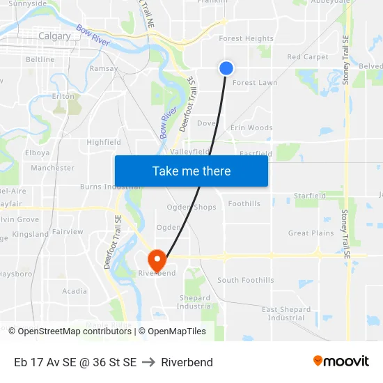 Eb 17 Av SE @ 36 St SE to Riverbend map