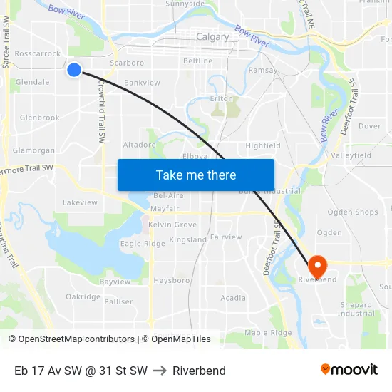 Eb 17 Av SW @ 31 St SW to Riverbend map