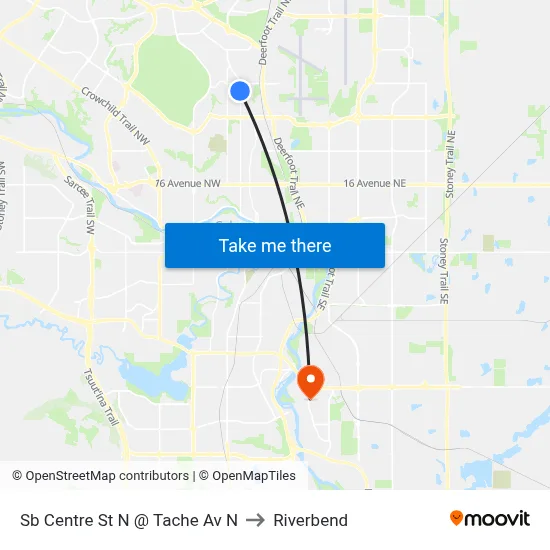 Sb Centre St N @ Tache Av N to Riverbend map